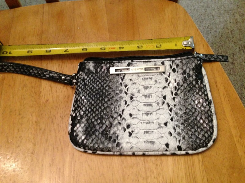 Nine West Coin Purse 6 by 5 inches zipper close black white
