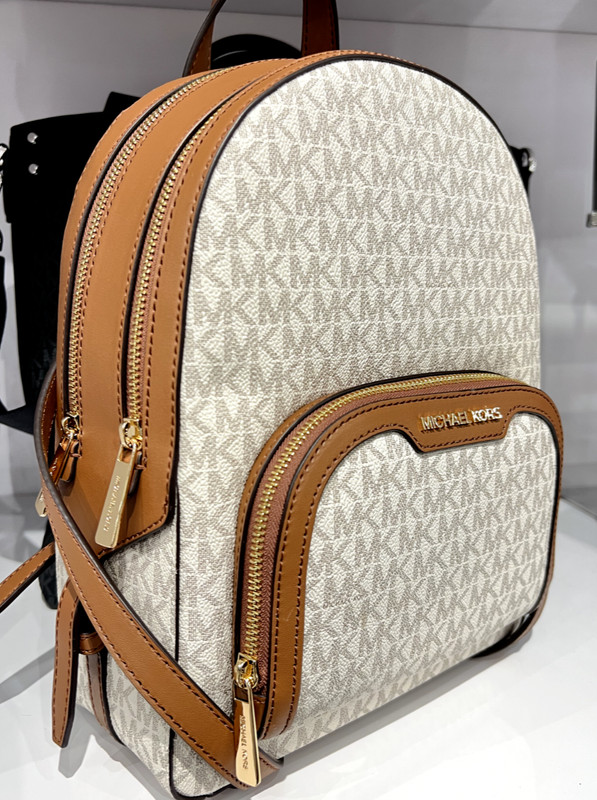 MICHAEL KORS JAYCEE MEDIUM ZIP POCKET BACKPACK BAG LOGO VANILLA LUGGAGE