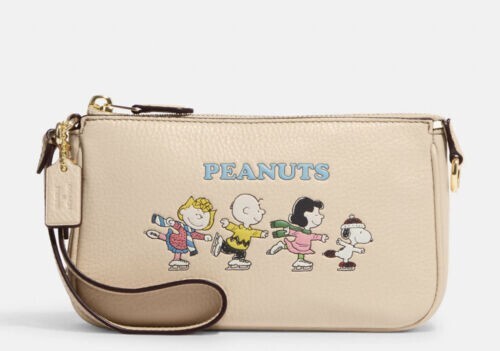 Coach X Peanuts Nolita 19 Snoopy And Friend Ivory Multi Leather Wristlet