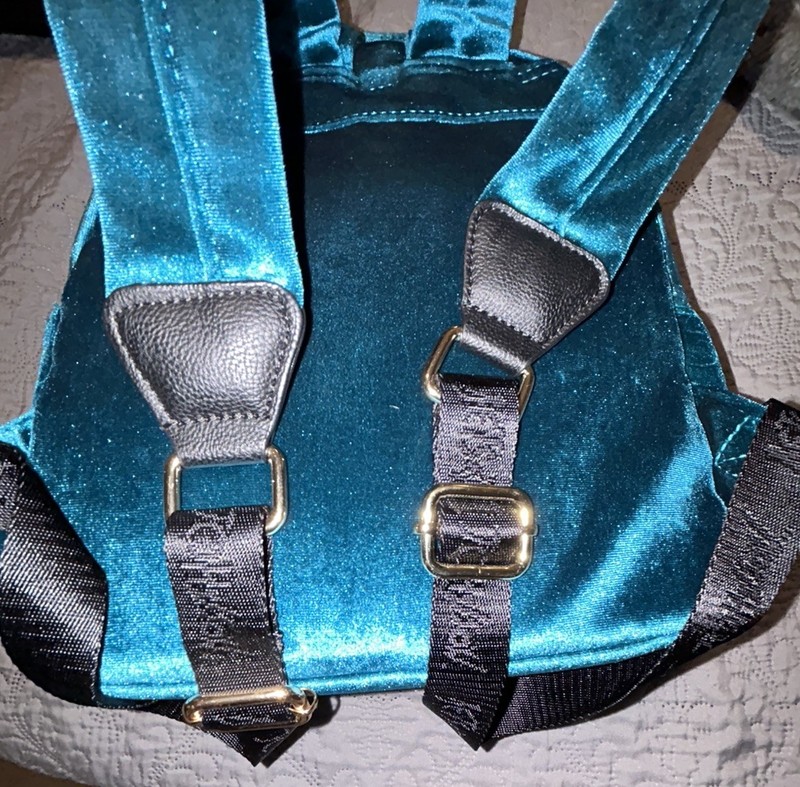 BETSEY JOHNSON VELVET VELOUR teal SKULL TEAR DROP BACKPACK gallery