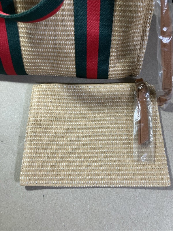 JELAVU Riviera Hand Bag Hand Stitch Wheat straw With Vegan Leather Hand Bag New gallery