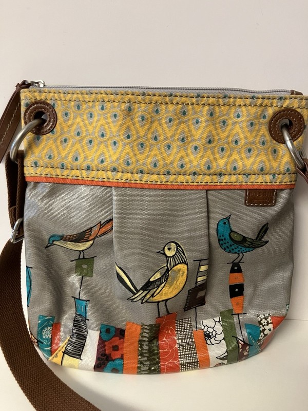 Fossil Key Per City Birds Coated Canvas & Leather Crossbody Bag Purse gallery