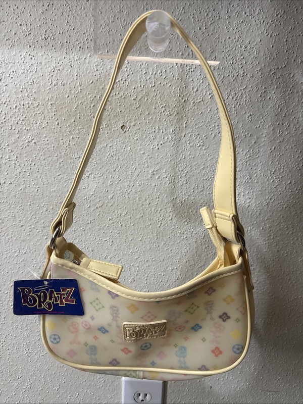 NWT Vintage 2004 Bratz Cream Monogram Frosted PVC-Vinyl Trim Handbag Purse Y2K
