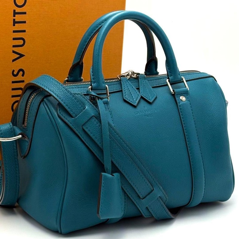 LOUIS VUITTON Bag: SC Bag BB M48853 Blue Canard W25H18D15cm w/clochette keys;