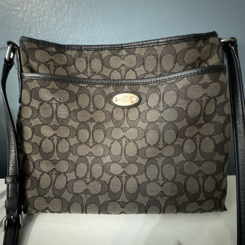 COACH F36182 Signature Jacquard File Bag – Black/Dark Gray