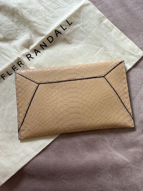 Loeffler Randall Women's Beige Snake Print Envelope Clutch Snap Closure gallery