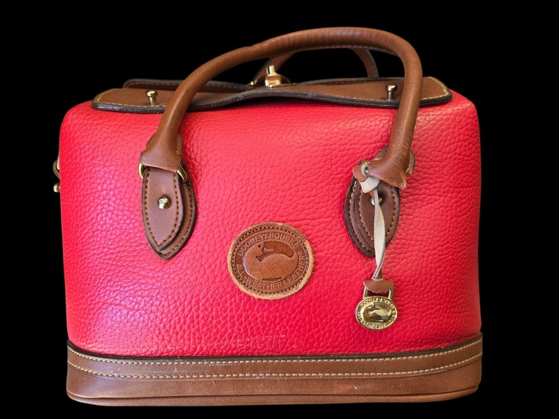 Dooney Bourke Red Vintage Doctor Bag Leather Satchel Made In Korea