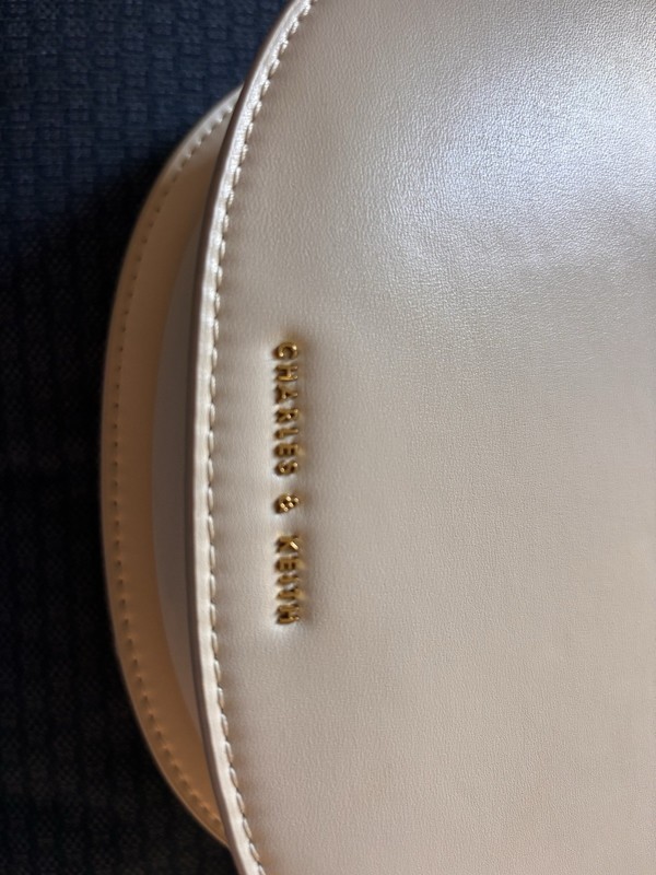 Charles & Keith Women’s Beige Semi-Circle Shoulder Bag, Buckle, Gold Hardware gallery