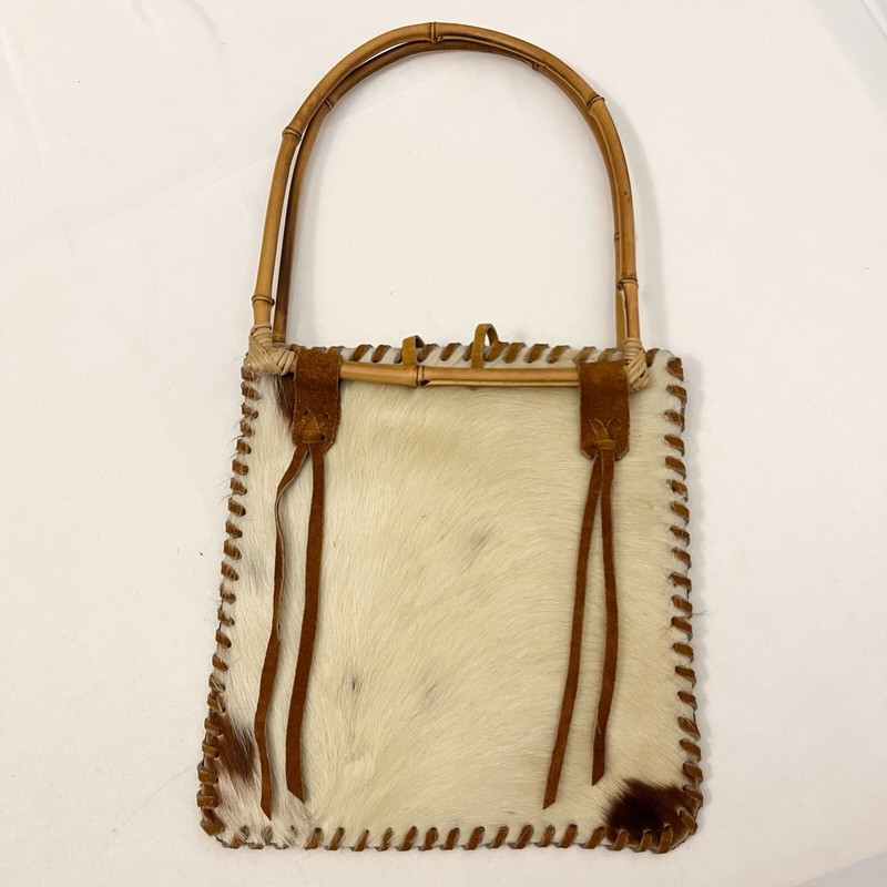 Cow Hair Cowhair Handbag Purse Western Wooden Handles Cane Charm Carry Bag gallery