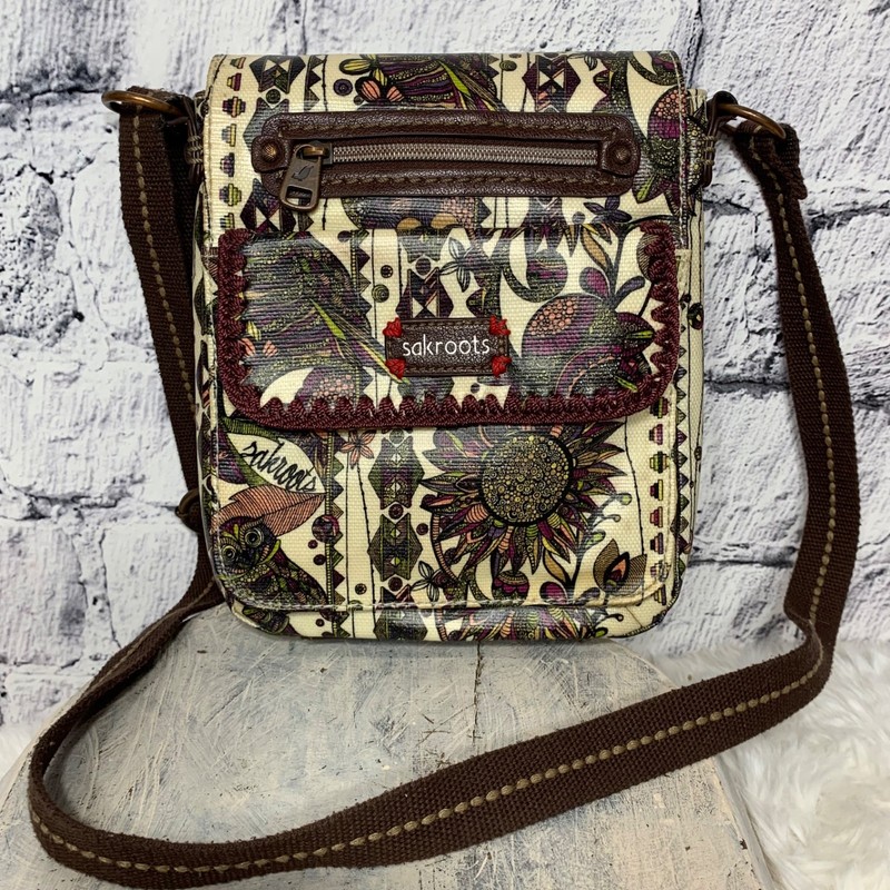 SAKROOTS ARTIST CIRCLE Hipster Flap CROSSBODY Messenger Bag Coated Canvas