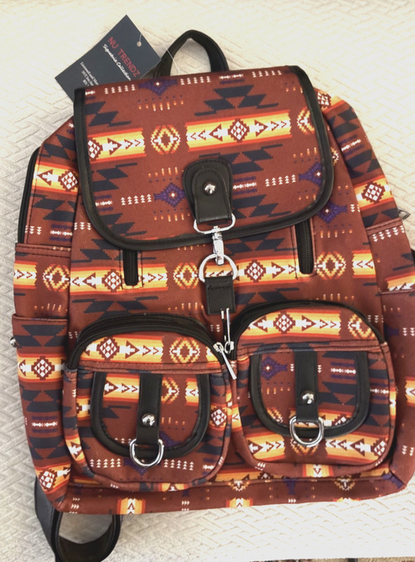 Brand NEW Nu Trendz Purple Laptop Fleece Backpack Southwestern Design Velour