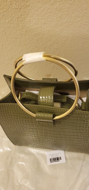 Tara Zadeh Croco Art Roya Leather Olive Dual Ring Mini Tote Handbag gallery