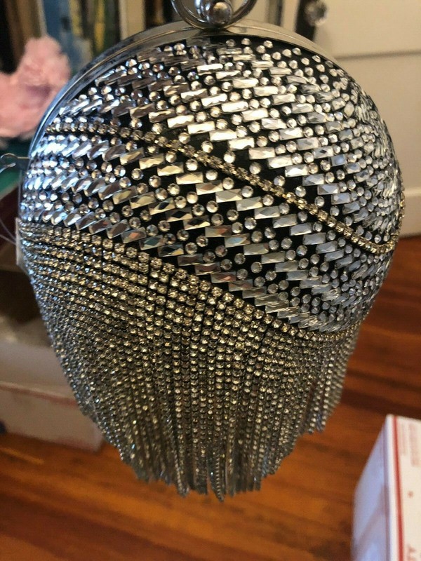 Rhinestone Round Ball Evening Bags For Women Mini Tassels Clutch