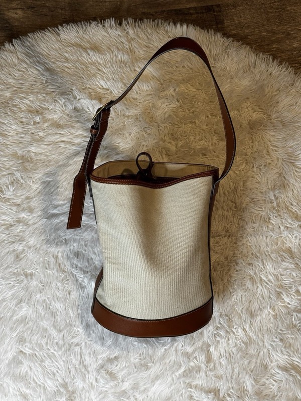 NWOT MNG Canvas Leather Trim Purse Bucket Tote Fairy Boho Cottage Core
