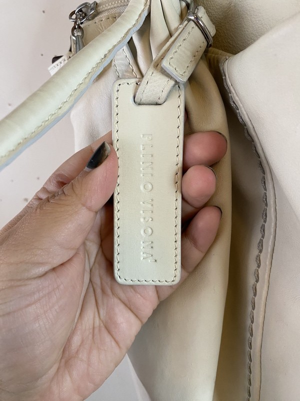 Plinio Visona Italy Ivory Leather Knotted Hobo Bag Tote Made in Italy Cream gallery