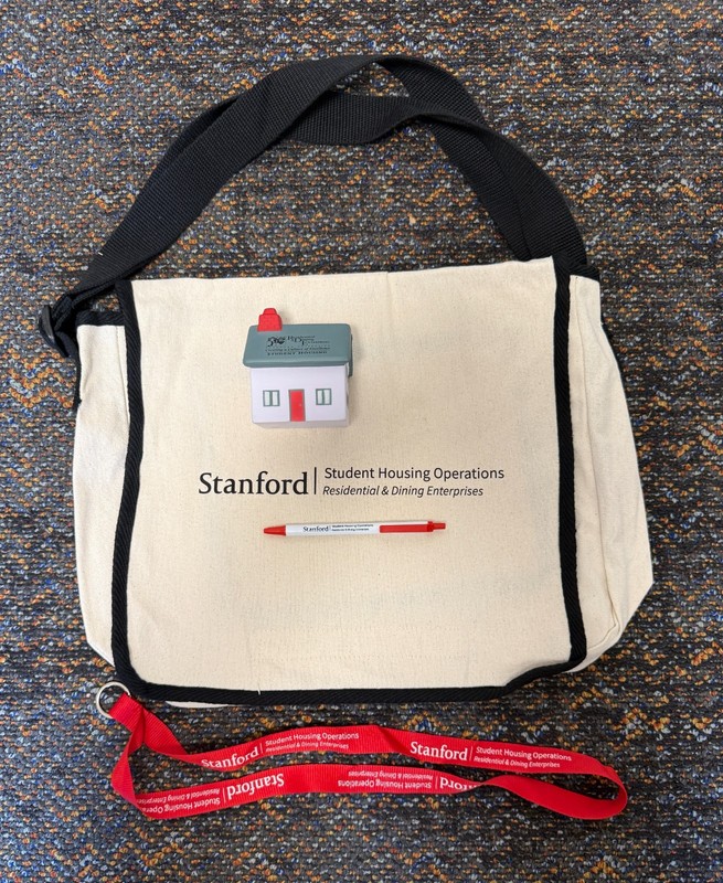 Stanford University Rare College Swag-Messenger Tote, Stress Ball, Pen, Lanyard