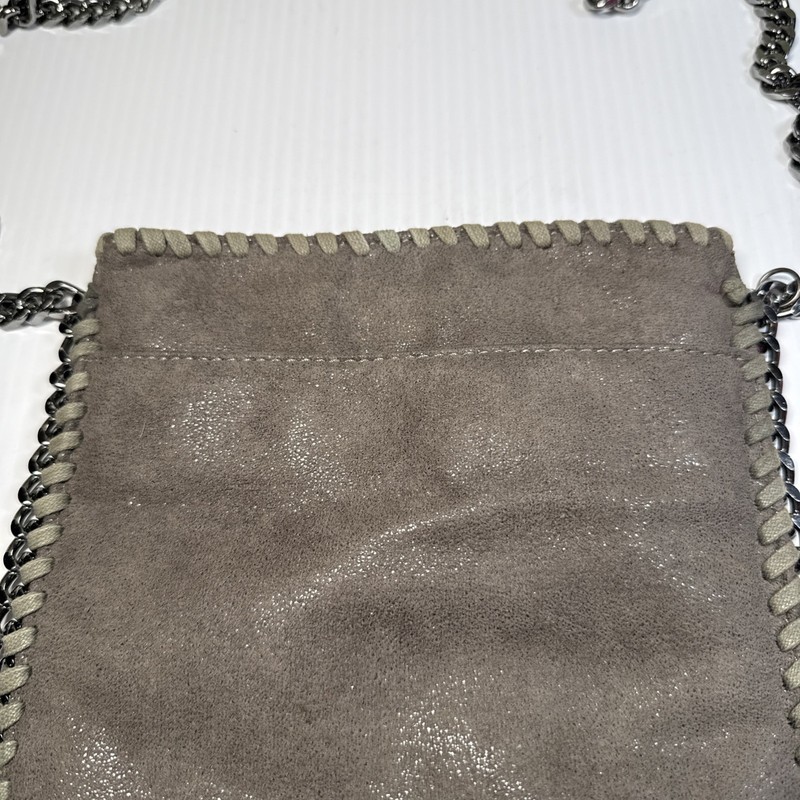 INZI crossbody Purse Grey Suede With Stainless Steel Chain Strap & Trim gallery