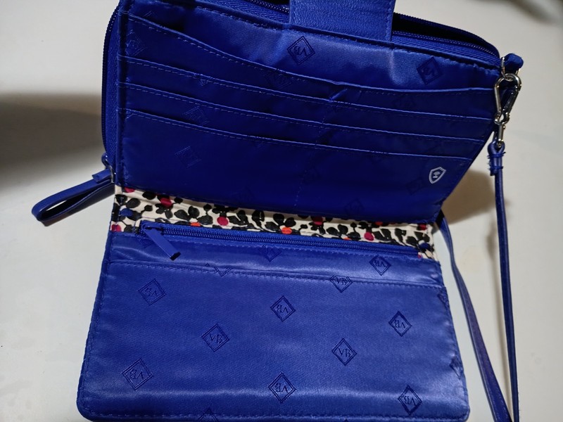 Vera Bradley Blue Zip-Around Crossbody Wallet Organizer w/ Detachable Strap gallery