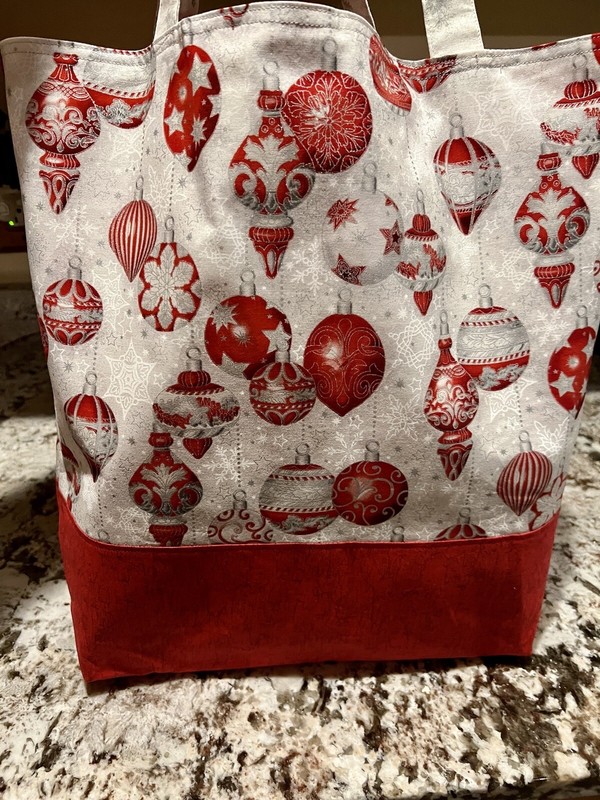 Christmas Ornament Santa Reversible 2 In 1 Large Washable Cotton Market Tote Bag gallery