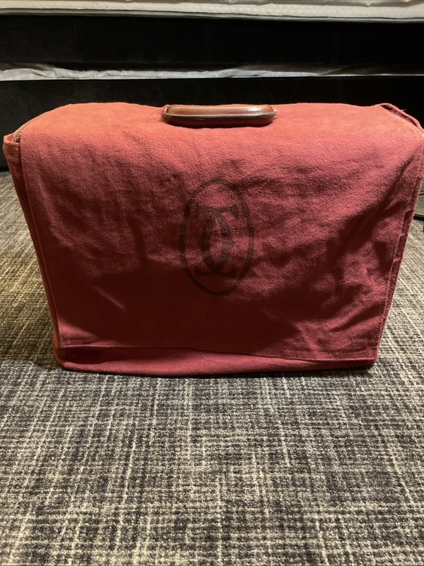 Vintage Rare Le Must De Cartier Doctor Bag Red Leather With Suede Cover
