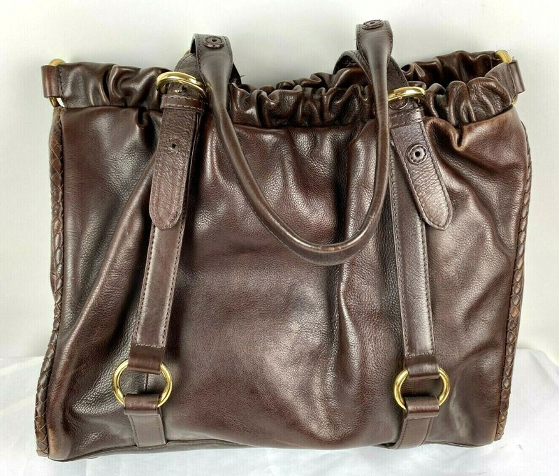Sandra Roberts Luxurious Brown Leather Large Tote Handbag Shoulder Purse