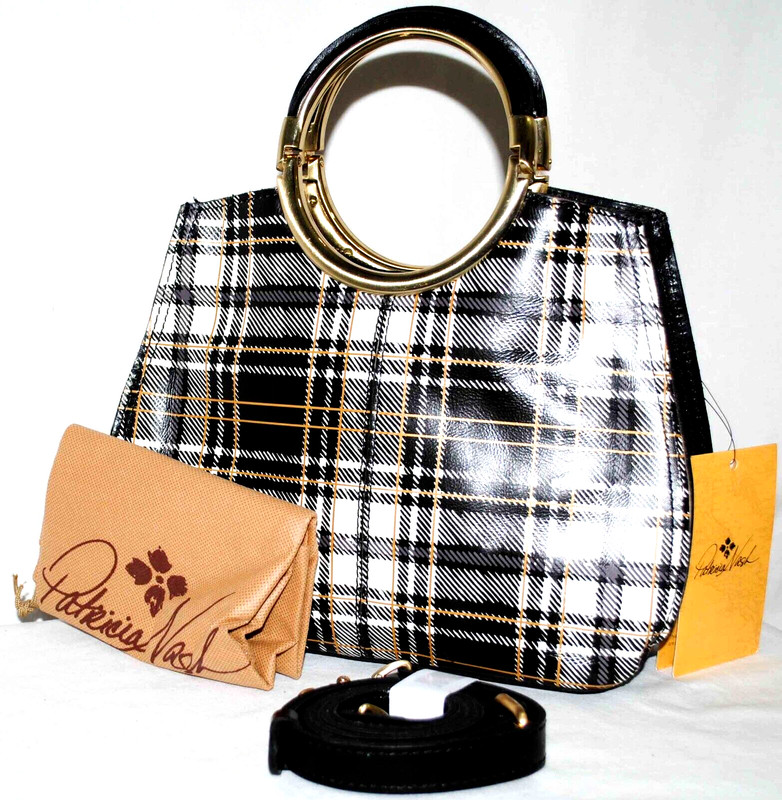 Patricia Nash Aria Shopper Black and White Plaid $249