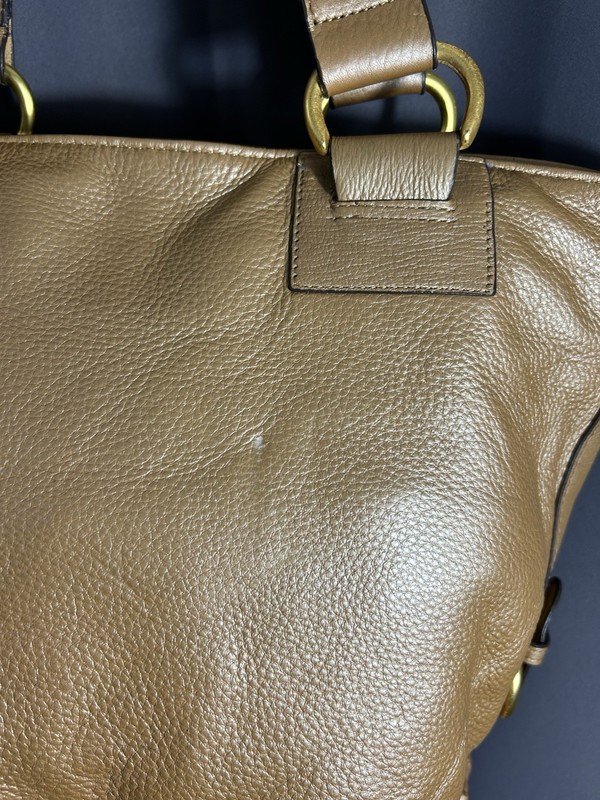 Avon 100% Genuine Leather Gold Tan Tote Bag Purse Shoulder Bag SUPPLE LEATHER gallery