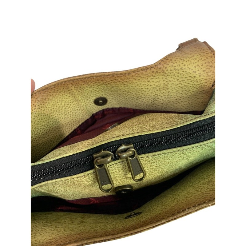 Anuschka Flower Leather 3 Compartment Shoulder Bag Hand-Painted USA gallery