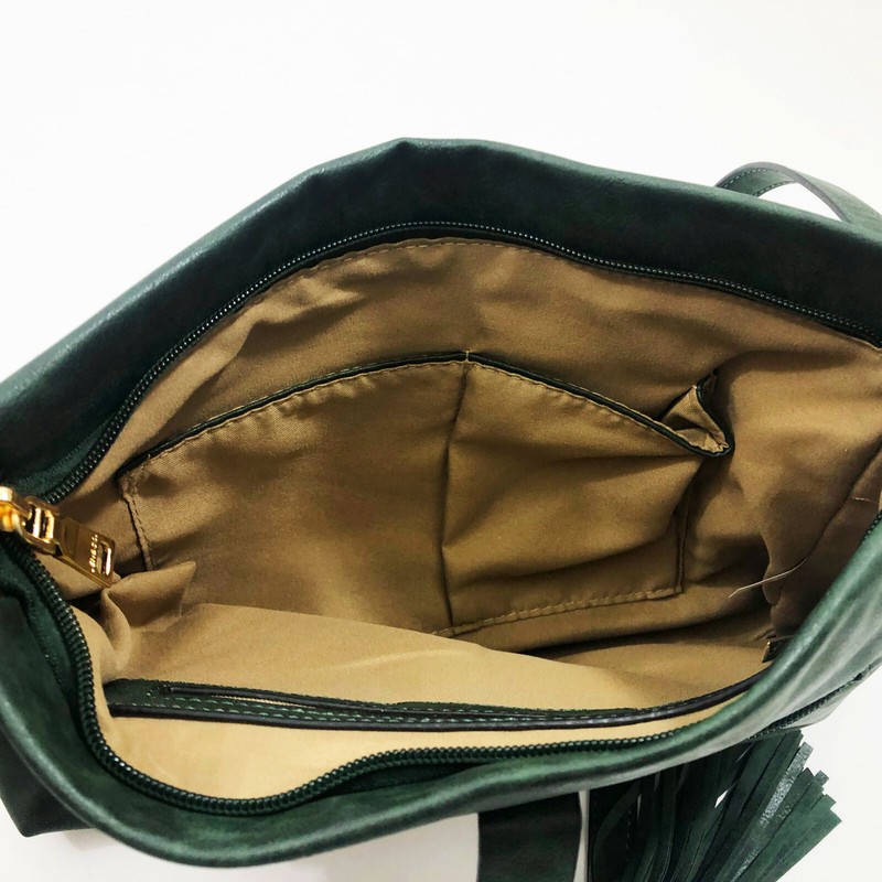 Jen & Co Crossbody Shoulder Cluch Green Vegan Leather 13x9.5x2.5 inches gallery