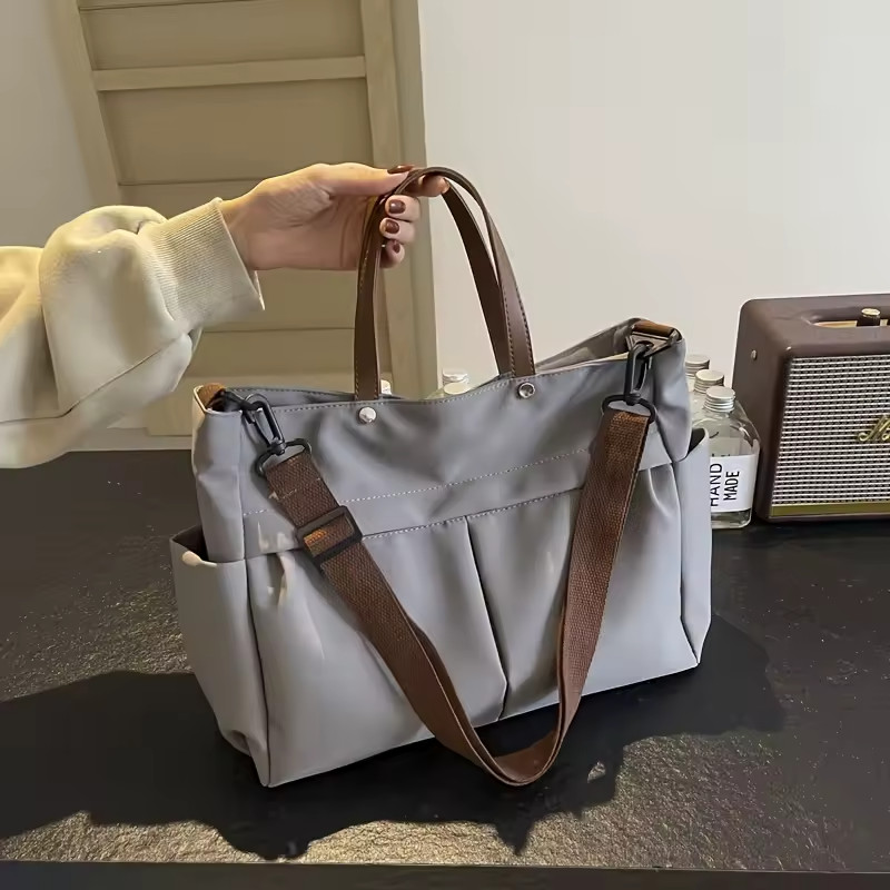 Women Nylon Tote Large Capacity Shoulder Handbag Multi Pocket Casual Work School gallery