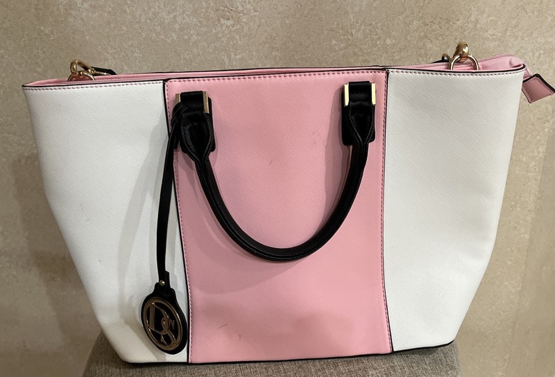 Dasein Women’s Handbag, Large Tote – Pink/Black/White 17.5 In Wide & 11 In Tall