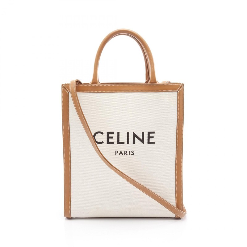 CELINE Small Vertical Cabas Tote shoulder crossbody Bag 192082BNZ canvas leather