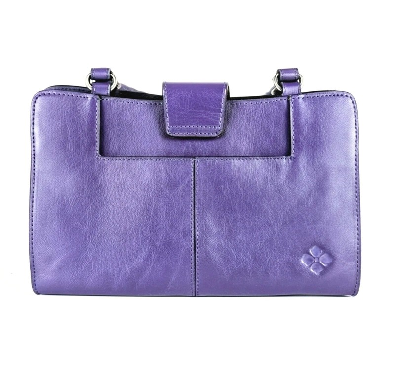 Patricia Nash Rosina Satchel Purple Tooled Leather Cutout Tote Purse gallery