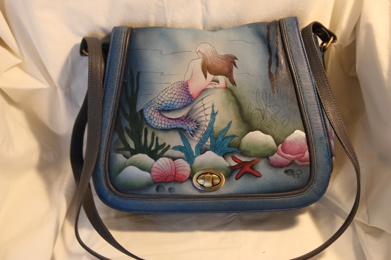 Anuschka Hand-Painted Leather Shoulder Tote New 14″X 10″ X 8″