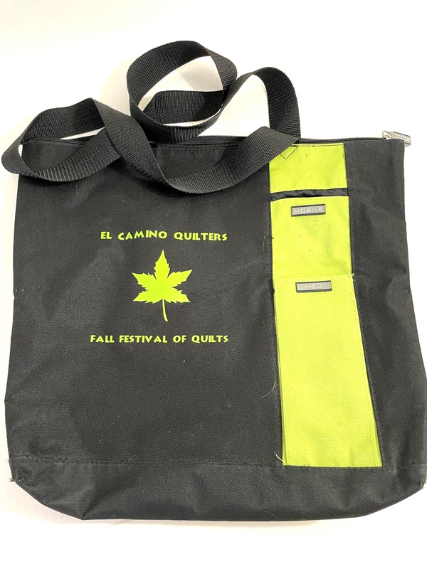 El Camino Quilters Tote Bag Calif., Zipper Top, Pockets, Atchison, 17″ x 15″