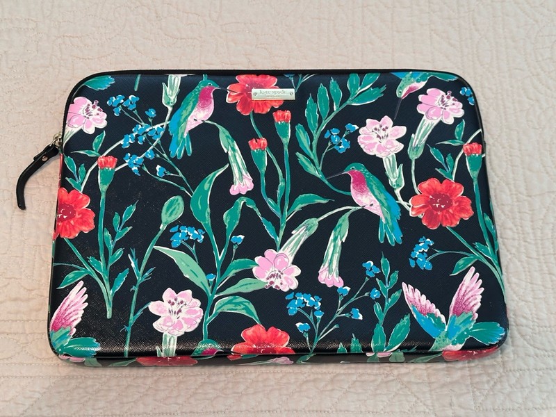 Kate Spade 13″ Laptop Sleeve Zipper Case Bag Jardin Garden Floral Hummingbird