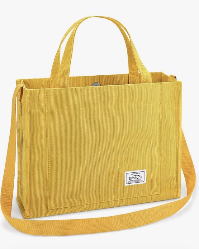 Yellow Corduroy Sunshine Tote NEW in Package Beachy Teacher Vibes Summertime
