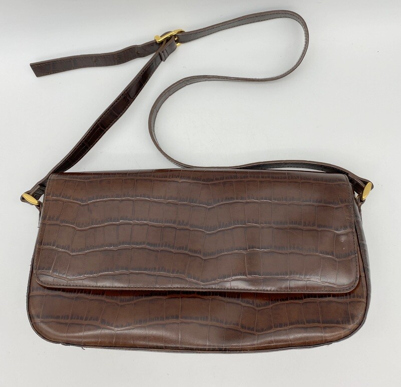 Etienne Aigner Brown Flap Front Leather Purse Shoulder Bag 12 in X 7 in X 3 in