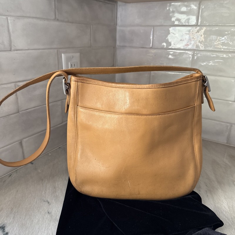 Vintage COACH British Tan Y2K Leather Shoulder Bucket Hobo Bag B9D 6003