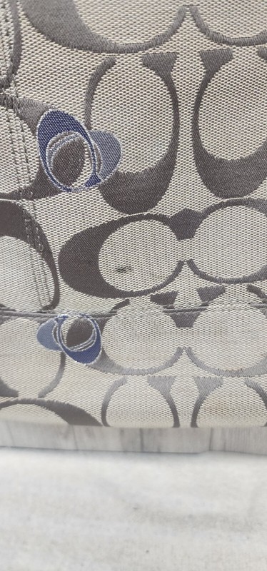 Auth COACH Poppy Signature Glam Tote 18711 Light gray Gray Navy Jacquard - gallery