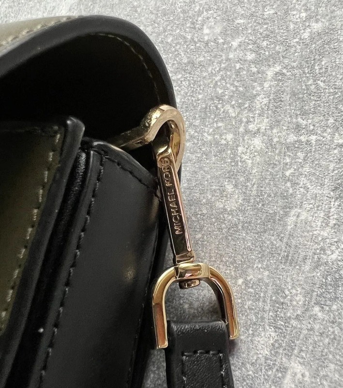 MICHAEL MICHAEL KORS Sloan Editor Leather Shoulder Bag Olive Black White NWT gallery