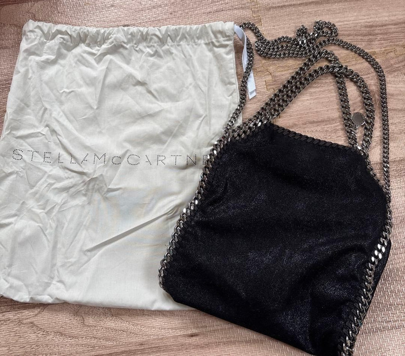 Stella McCartney Falabella Mini Tote Bag Chain Shoulder Vegan Leather Black