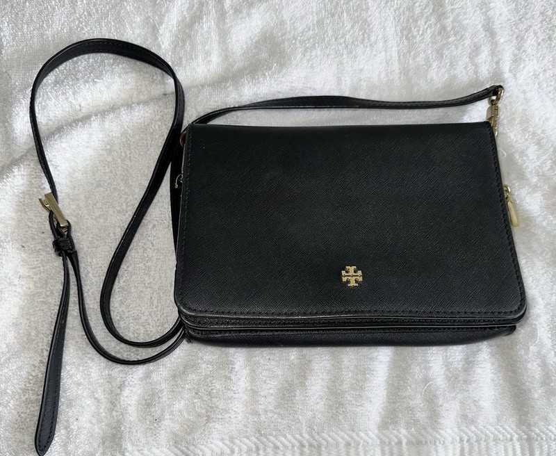 Tory Burch Small Cross Body- Black- 9 In Long, 6 In Tall, 3 In Wide
