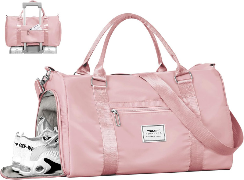 FIORETTO Womens Gym Tote Duffle Bag with Wet Pocket & Shoe Compartment, Sports D