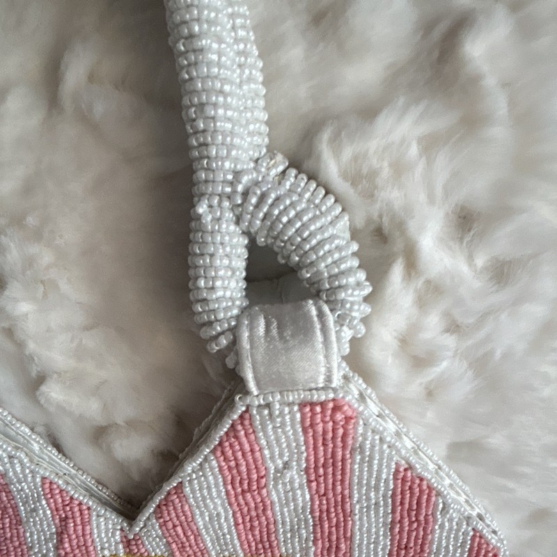 Handcrafted in India Pink Striped Cocktail Mini Tote Top Handle Bag gallery