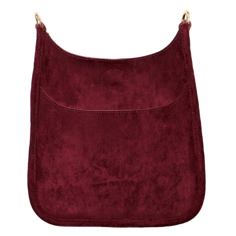 Ahdorned Microsuede Crossbody w/Strap ~ Maroon