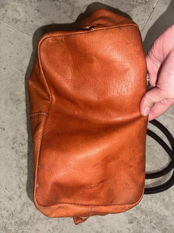 MARZIA Leather Shoulder Bag Made in Italy Double Handles Contrast Stitching Tote gallery