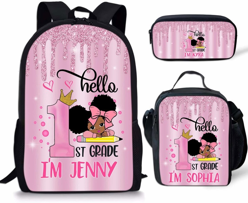 Personalized Back To School Backpack African American Kids Little Black Girl Bag