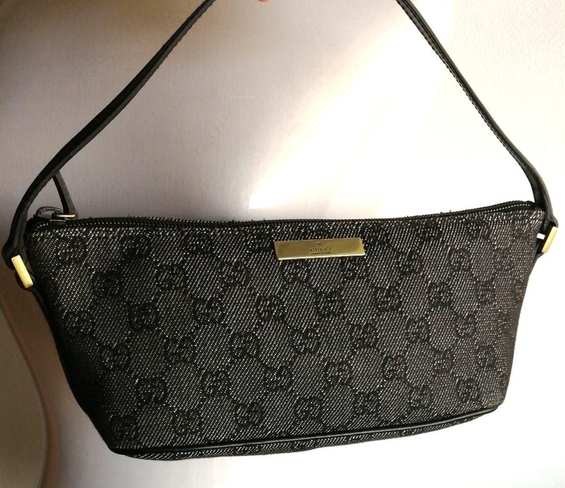 GUCCI GG Canvas Accessory Pouch Mini Bag Black