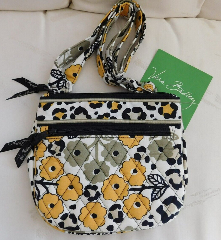 VERA BRADLEY – Little Flap Hipster Crossbody Purse – Go Wild Yellow Black – NWOT